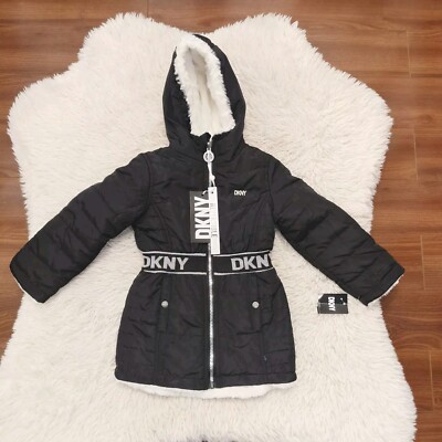 Clothing Dkny Faux Shearling Jacket DKNY Faux Fur Hooded Black