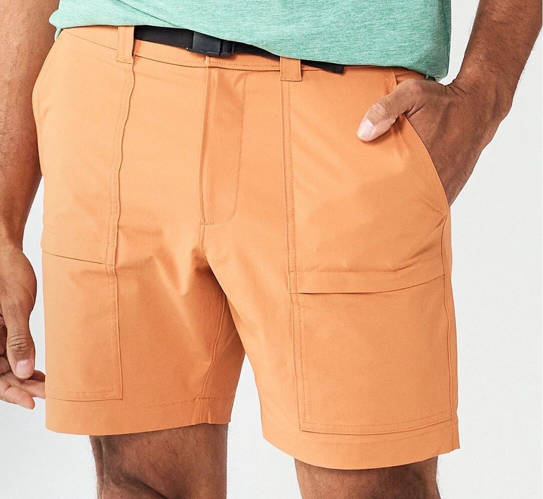 Men's Outdoor Quick Dry | Wicking | Stretch Waistband Orange Cargo Shorts Sz 29