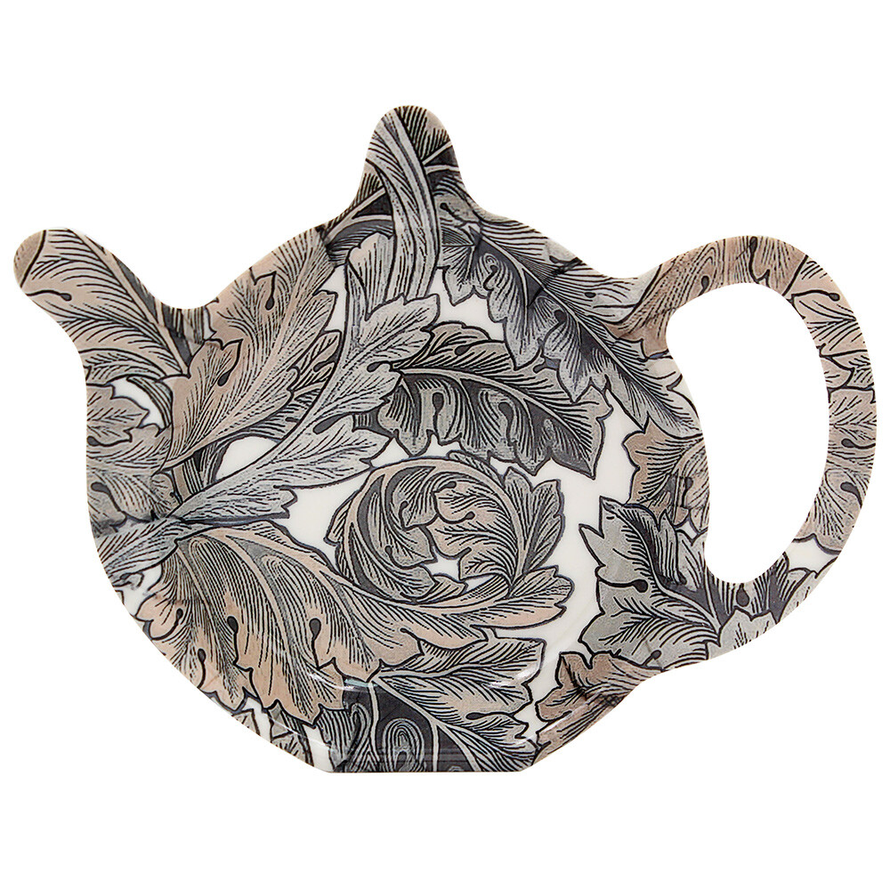 W Morris Acanthus Melamine Teabag Tidy Victorian Antique Brown Foliage Floral