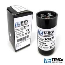 TEMCo 124-149 uf/MFD 110-125 VAC volts Round Start Capacitor 50/60 Hz -Lot-1