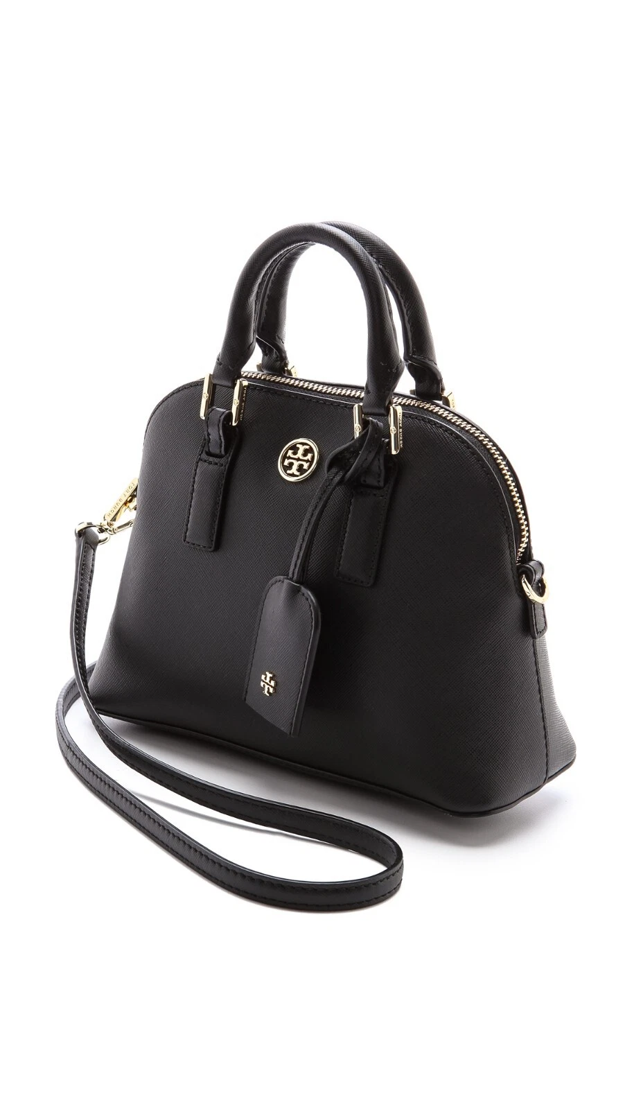Borsa tote Tory Burch Robinson a cupola triplo scomparto convertibile in pelle nera
