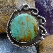 Vintage Old Navajo Ring Size 7 Natural Light Turquoise Stone 925 Sterling Silver