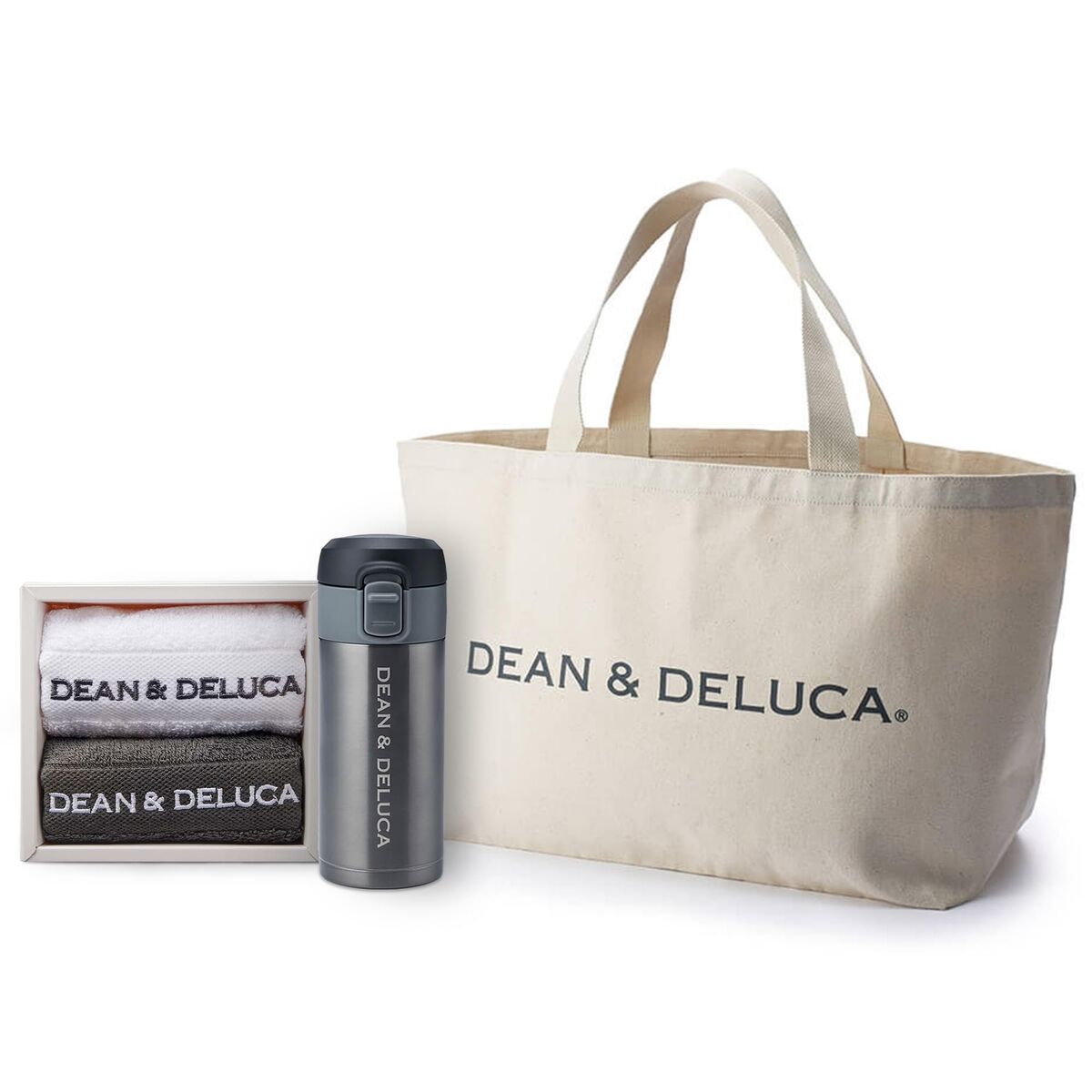 Dean & Deluca Big Tote Bag, Natural Cotton, White, Shoulder Dean & Deluca Big Tote Bag, Natural Cotton, White, Shoulder