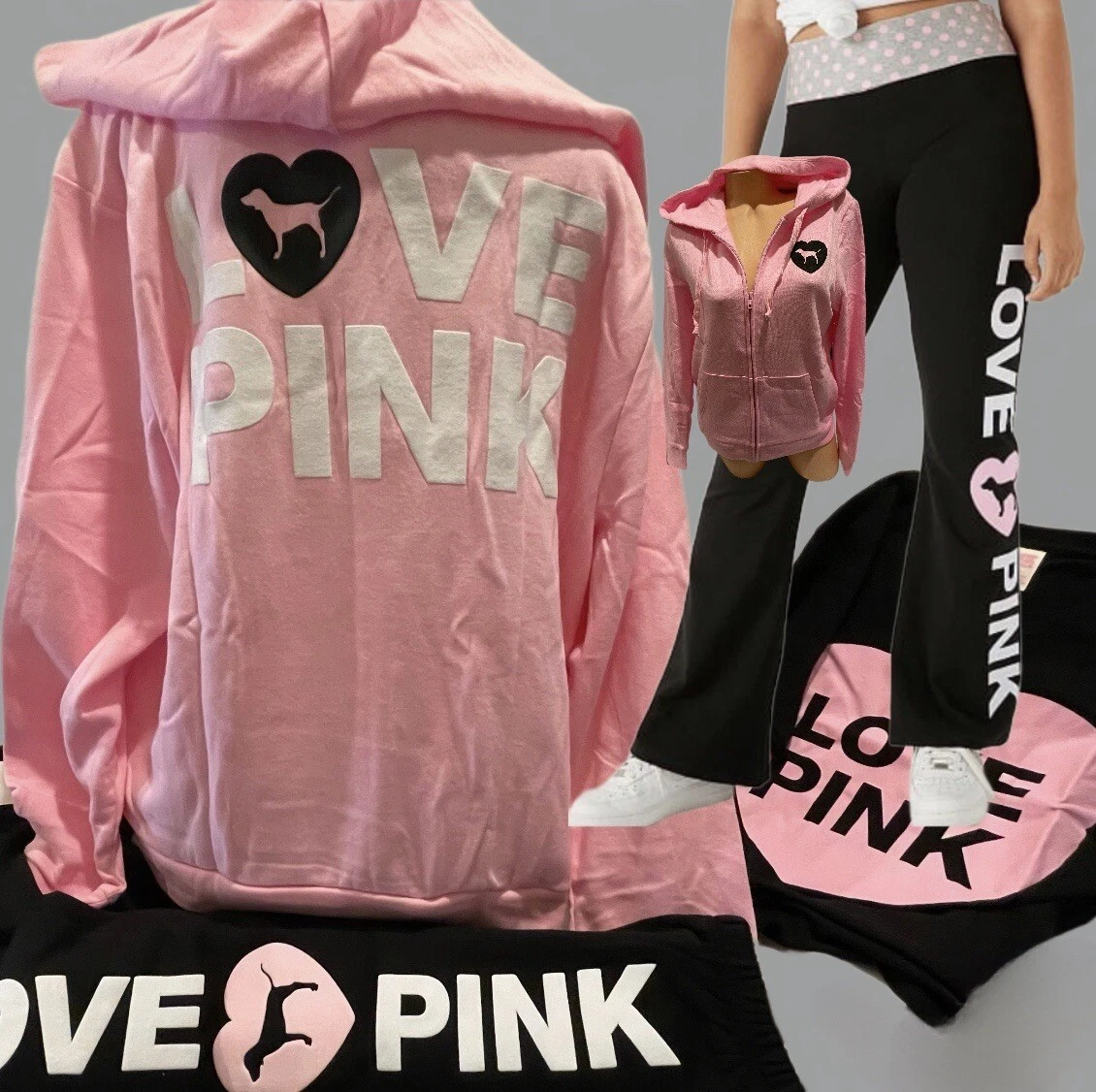 New! VICTORIA SECRET PINK 2 Piece Sweatshirt and Leggings Outfit