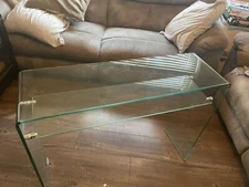 Modern Glam Tempered Glass Writing Desk, Clear