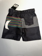 Hurley Boys 4 Black Neon Stripe Logo Trunks Board Shorts Beach Summer Swim