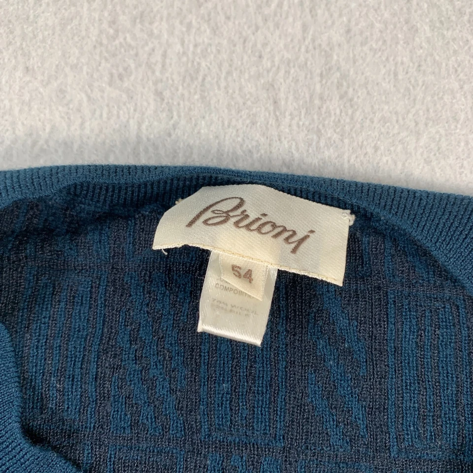 Brioni Sweater 54 Blue Crewneck Wool Silk Pullover - Image 4 of 4