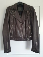 New All Saints Conroy Leather Biker Jacket - Size 6 ~rrp £358~