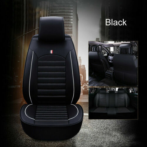 Sitzbezüge Schonbezüge Schwarz weiße Naht Set PU-Leder Lyxury passt für Nissan - Bild 1 von 7
