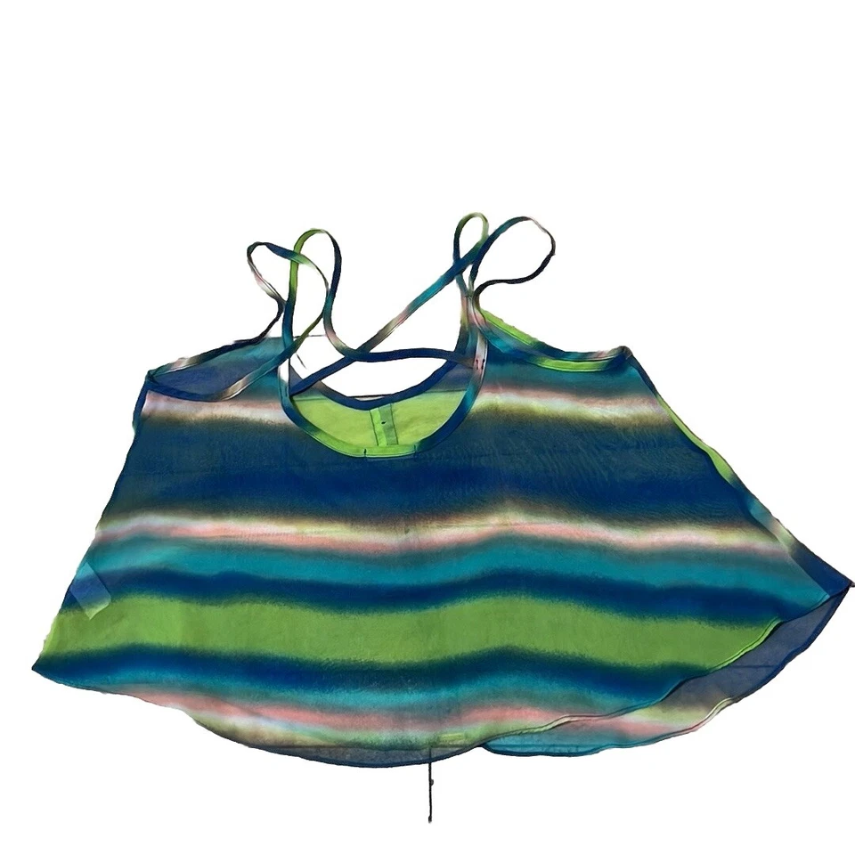 Top Camisola SOPRANO Y2k Mujer S Verde Azul Transparente Hada Boho Botones Correa Cruzada Foto 2 de 4