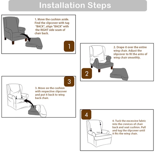 2-Piece Set Wing Back Chair Covers Stretch Wing Chair Slipcovers Armchair Covers - Bild 33 von 109