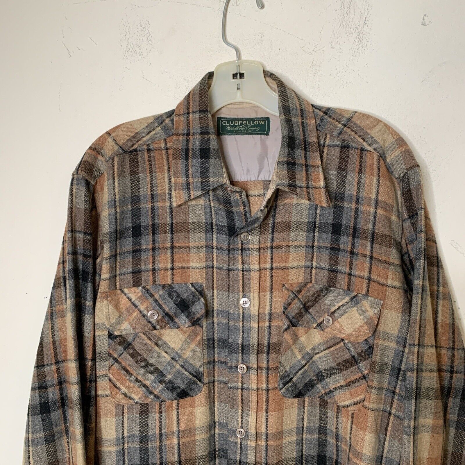 Vintage Wool plaid shirt size M Marshall Field Co… - image 2
