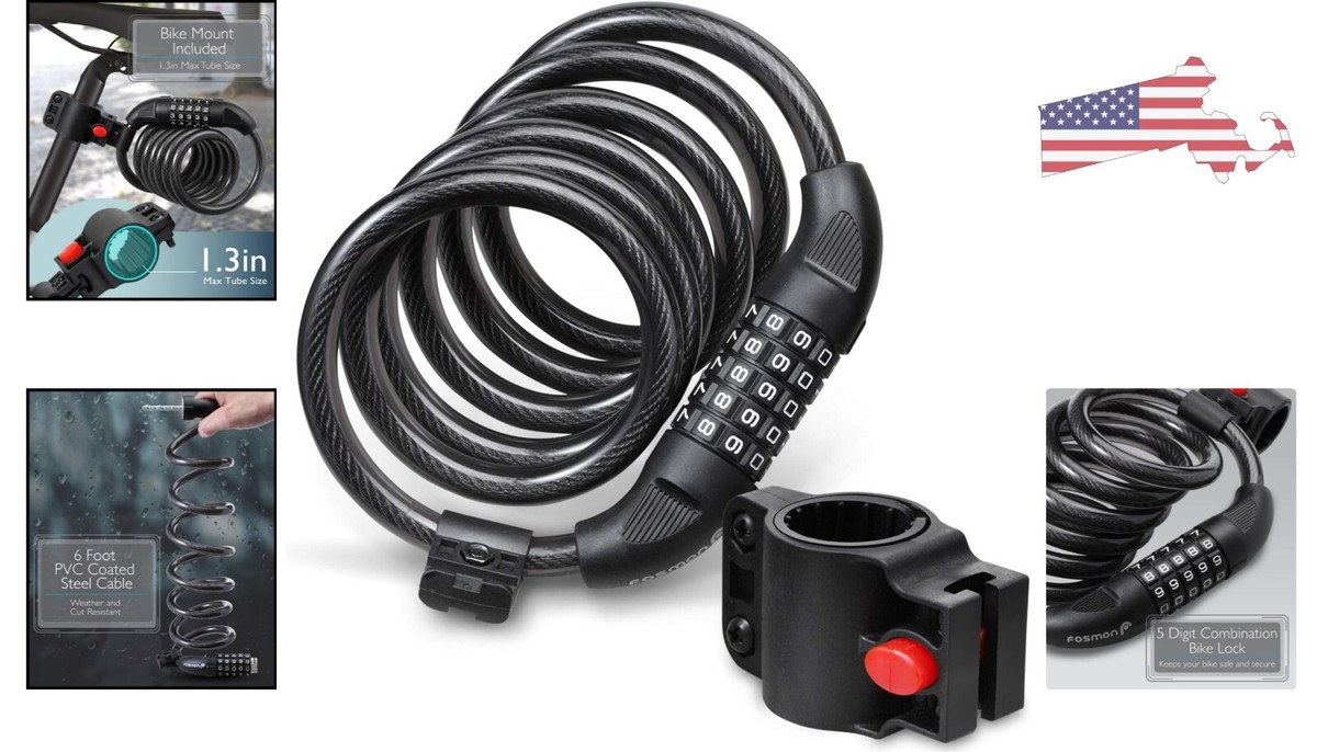 Heavy-Duty Bike Lock Cable Feet 5-Digit Combination Code