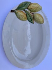 Lemon Porcelain Serving Dish/Plate. Hand Painted and Embossed.
