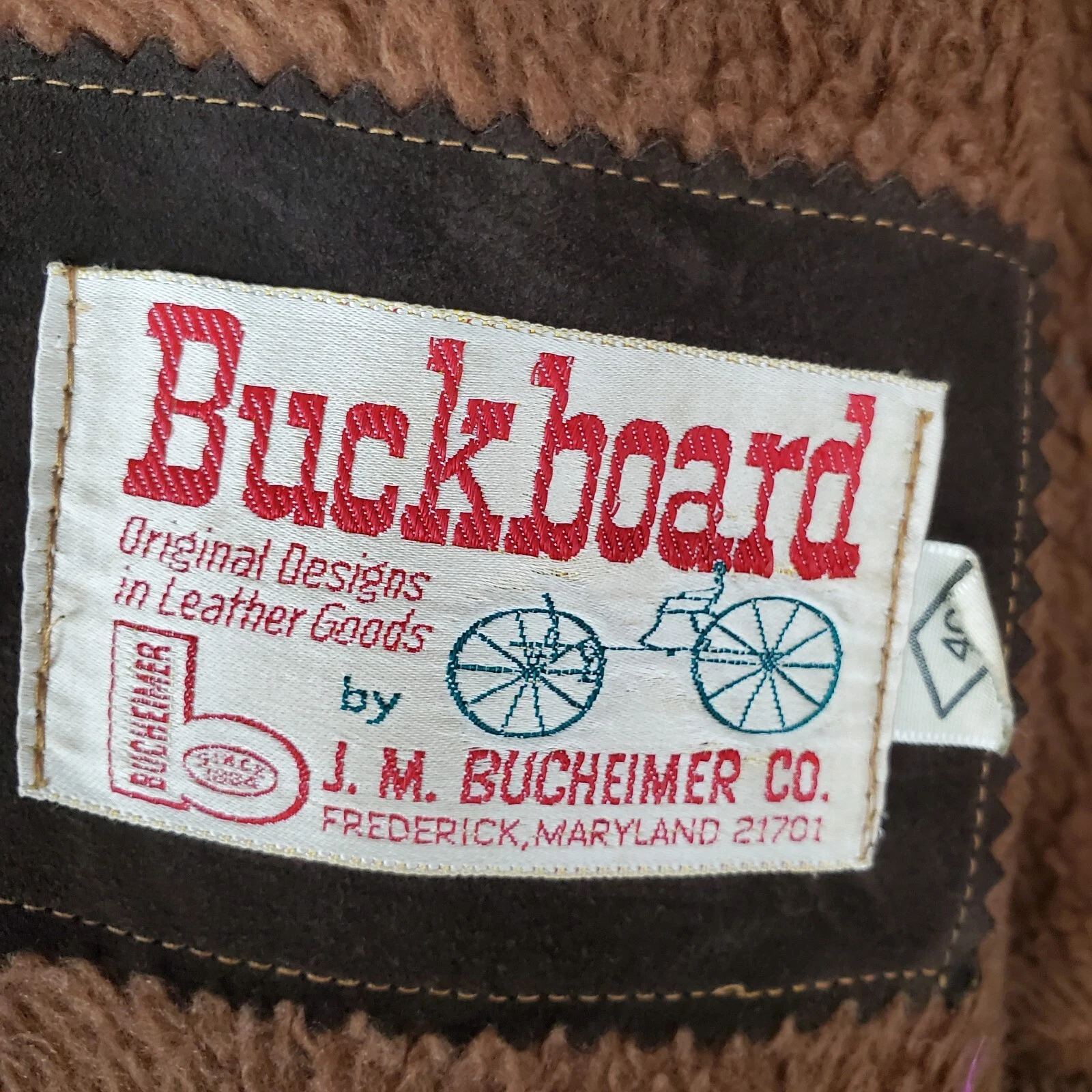 VTG BUCKBOARD Maryland Size 40 Mens Thick Suede Sherpa Snap Vest Western Brown - product detail image 6