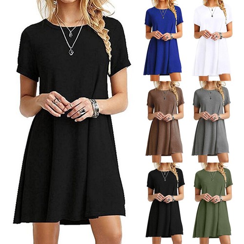 Women's Short Sleeve Casual Shirt Dress 