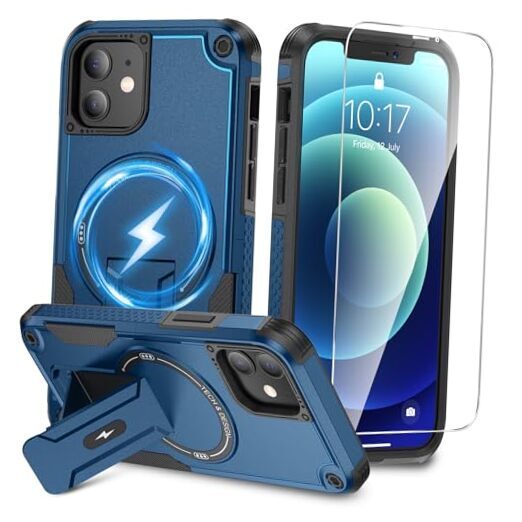 for iPhone 12 Case, iPhone 12 Pro Case [HD Screen Protector][Compatible Blue
