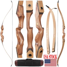 Archery60" Traditional Recurve Bow Takedown 30-50lb Bow Hunting Portable Bow Bag