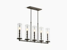 Kohler - 23346-CH05-BZL - Damask 5 Light Linear Chandelier - Oil Rubbed Bronze