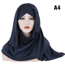 Women Muslim Scarf Hijab Amira Islamic Plain Shawls Full Cover Wrap Headscarf