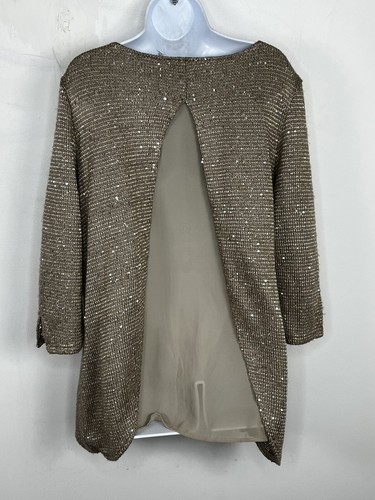 Simply Noelle Womens Sweater Sz S / M Brown Sequin Sparkle Pullover - Picture 10 of 11
