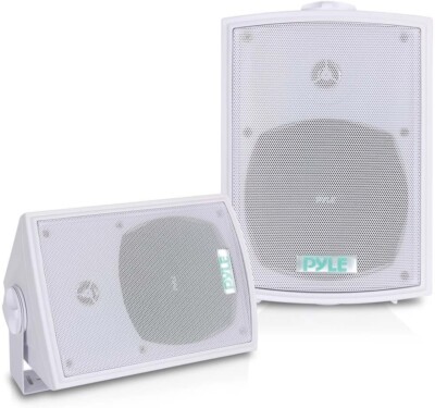PDWR53 Dual wasserdichtes Outdoor-Lautsprechersystem Paar wetterfeste Wand weiß von Pyle