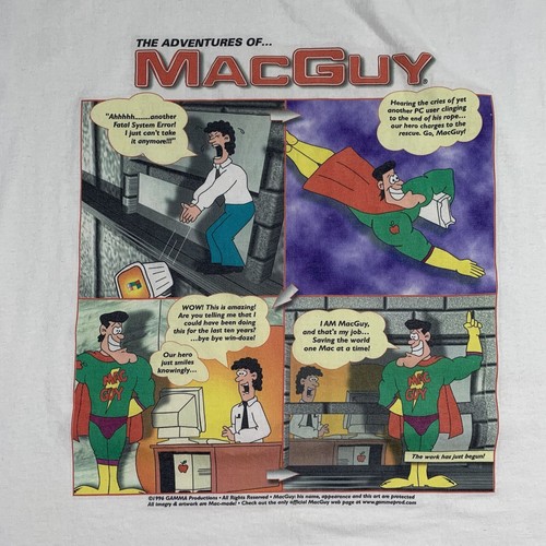 Vintage 90s Apple Computers MacGuy Comic T-Shirt Herren XL X-Large Computer Tech Tee - Bild 3 von 10