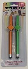 2 Pk  Stylus Pen Pens Touch Screens IPad IPhone Tablets Fine Tip Green Orange