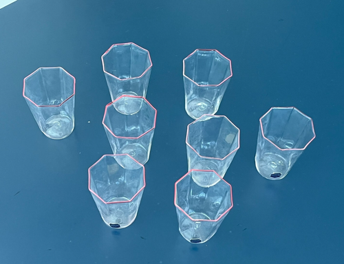 RARE SET 8 VINTAGE CENEDESE VETRI MURANO ART GLASS 4" TUMBLERS 1950S ORIG LABELS - Picture 7 of 8