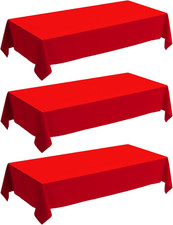 Red Disposable Plastic Tablecloth, 3 Pack Table Cloths Disposable for Indoor or