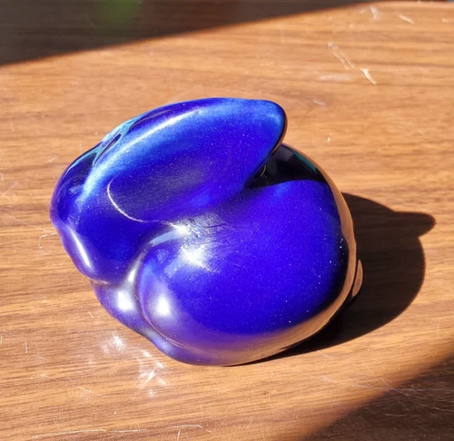 Vintage Van Briggle Rabbit Bunny Cobalt Blue Early 2000's 3"x2" Signed