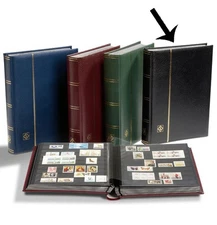 Premium Leather Stamp Stockbook + Slipcase 9 x 12 32 Black Page Lighthouse Album