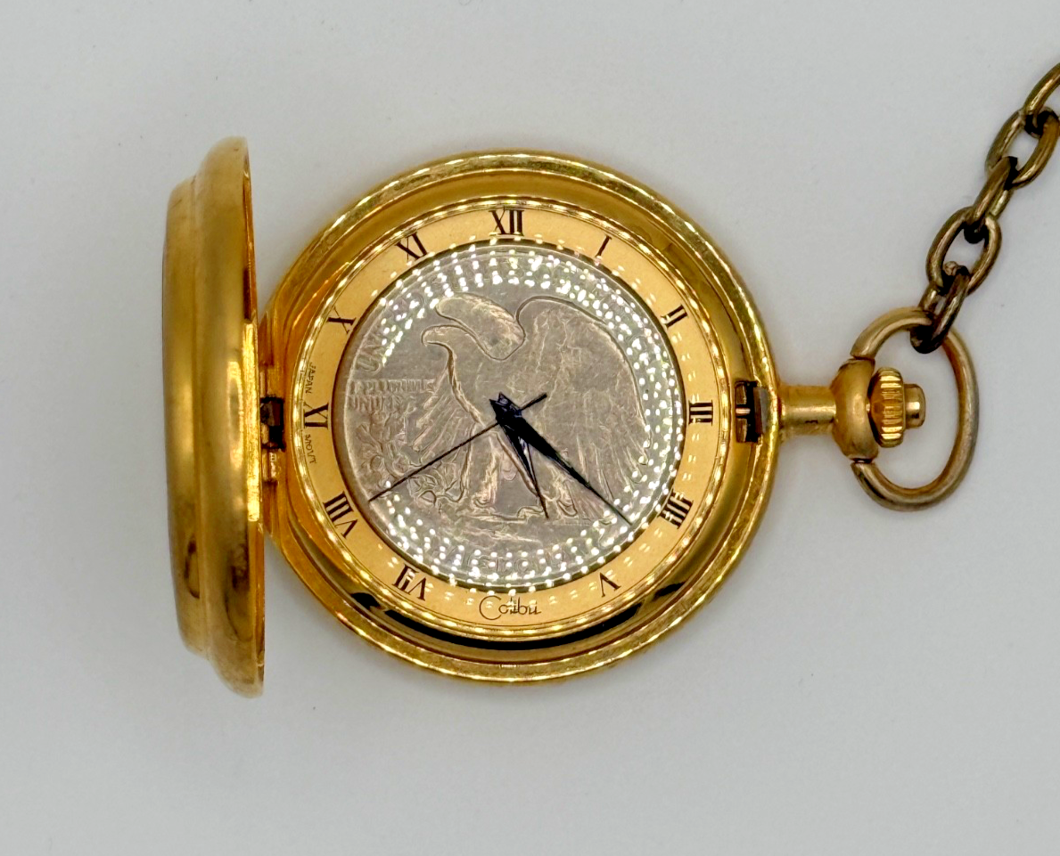 Colibri of London Pocket Watch w/ 1943 Walking Liberty Silver Half