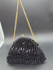 Vtg 1960s Hand Beaded Sequin Fringe Cocktail Purse Top Handle Clutch Hong Kong