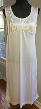Vtg Cream California Dynasty Gown Nightgown Slip M Lace Trim Lg  