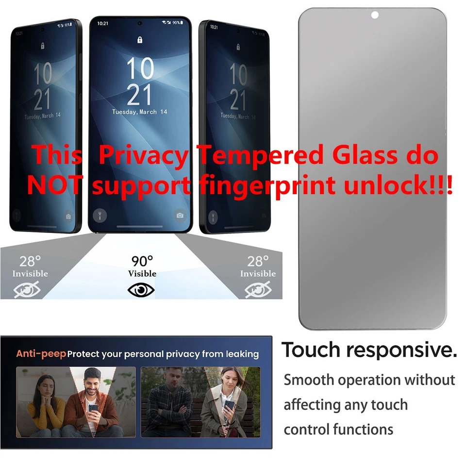 For Samsung Galaxy S25 Edge Case Filp Leather Stand Cover Privacy Tempered Glass - Image 2 of 4