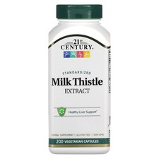 21st Century Milk Thistle Extract 200 Veggie Caps No Artificial Colors, No