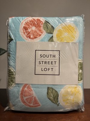 South Street Loft King 7 Piece Set Plush Blanket Citrus Fruit Themed ~ Brand New