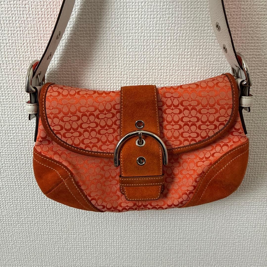 COACH Soho Signature Shoulder Bag Orange Rare Small Shoulder