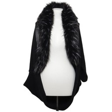 Bebe, Strickjacke, Damen, Größe: ONE SIZE, Schwarz/Grau, Acryl/Kunstpelz #WA5