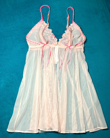 Victoria's Secret Dream Angels Pink Hearts and Roses Embroidery Babydoll Set XL