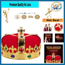 Royal Gold King Crowns for Men Women Plastic Crown Halloween Costume Deluxe