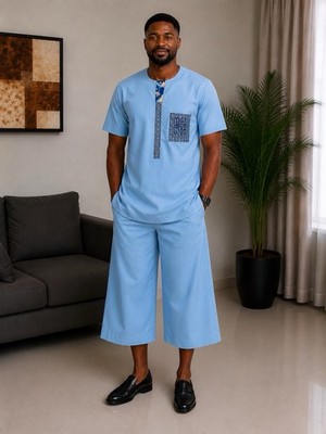 African Native Wear Hemd und 3/4 Hose Größe L 100% Baumwolle