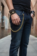 Men Gold Metal Wallet Chain Link Clasp Money Biker Jean Loop Trucker Basic 25"