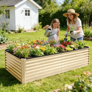 8×4×2 FT Boîte de planteur galvanisé, Kits de jardin de planter extérieur au-dessus du sol