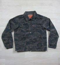 Levi Strauss Denim Camouflage Camo Trucker Jacket Youth S 8-10Y Green Kids