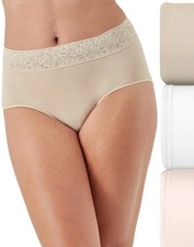 Bali Modern Seamless Lace Trim Brief Underwear, 3-Pack Women's