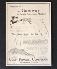 1927 Gulf Power Advertisement Pensacola Florida Business Antique Print AD