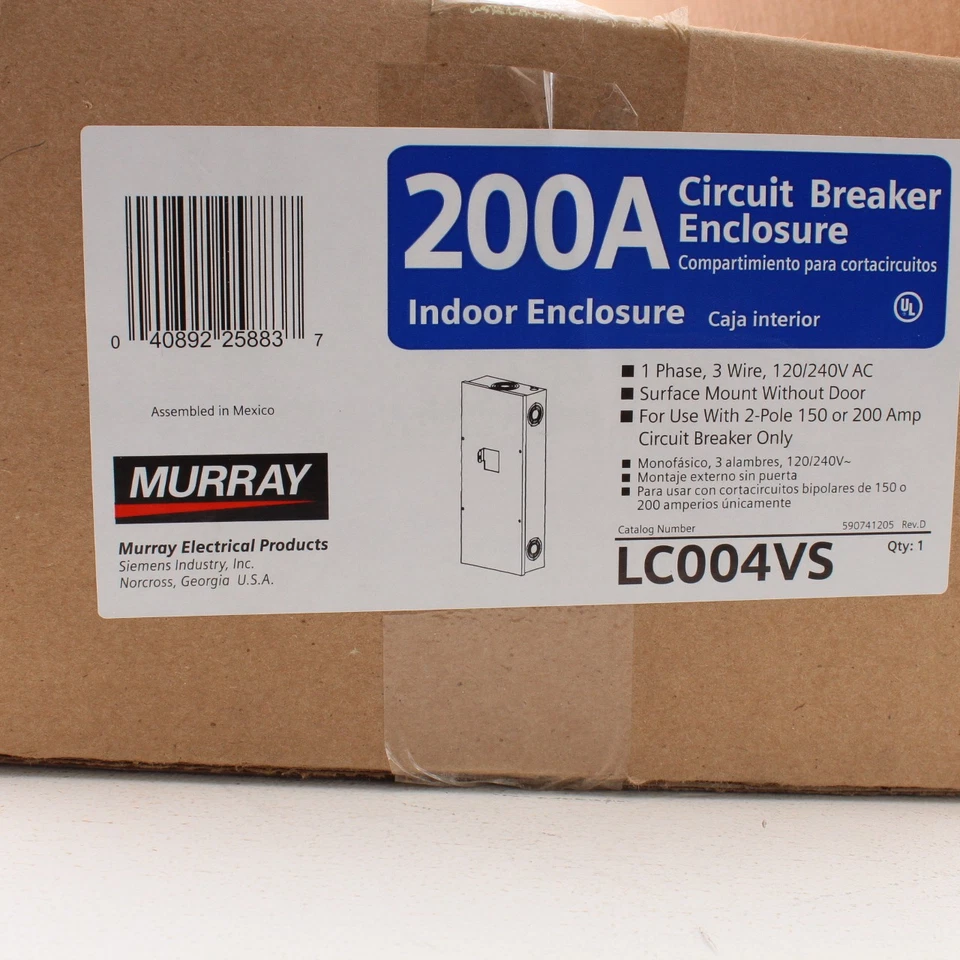 Murray LC004VS 200A 1-Phase Main Lug Load Center 2-Space Indoor Electrical Panel - Image 3 of 3
