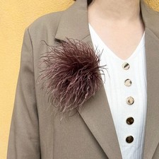 Vintage Ostrich Feather Lapel Pin Brooch 15cm Classic Fashion Accessory Gift